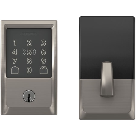 A large image of the Schlage BE499WB-CEN Satin Nickel