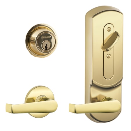 A large image of the Schlage CS210JD-ELA-PLY Polished Brass