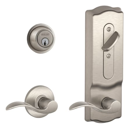 A large image of the Schlage CS210PD-ACC-CAM-LH Satin Nickel