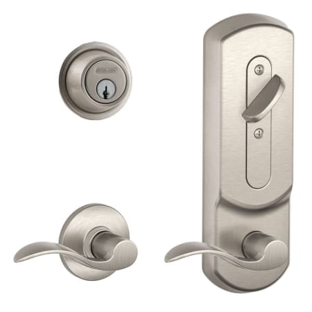 A large image of the Schlage CS210PD-ACC-PLY-LH Satin Nickel
