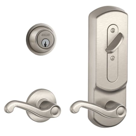 A large image of the Schlage CS210PD-FLA-CAM-LH Polished Brass