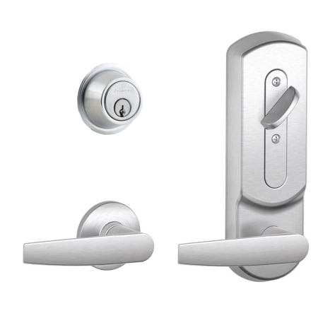 A large image of the Schlage CS210PD-JUP-PLY Satin Chrome