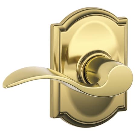 A large image of the Schlage F10-ACC-CAM Lifetime Polished Brass