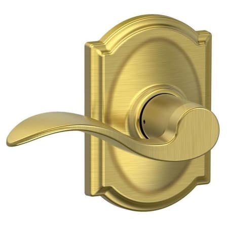 A large image of the Schlage F10-ACC-CAM Satin Brass