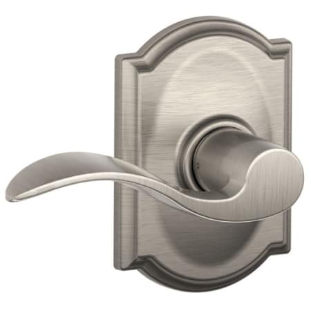 A large image of the Schlage F10-ACC-CAM Satin Nickel