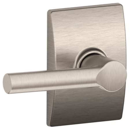 A large image of the Schlage F10-BRW-CEN Satin Nickel