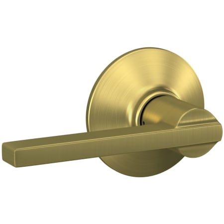 A large image of the Schlage F10-LAT Satin Brass