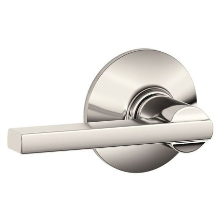 A large image of the Schlage F10-LAT Polished Nickel