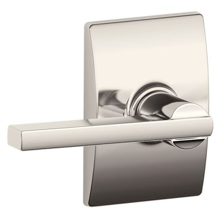 A large image of the Schlage F10-LAT-CEN Polished Nickel