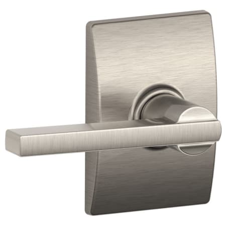 A large image of the Schlage F10-LAT-CEN Satin Nickel