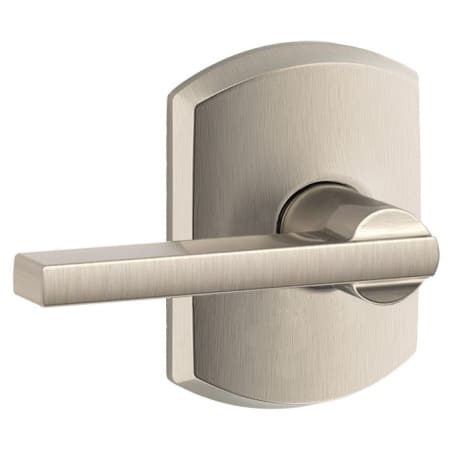 A large image of the Schlage F10-LAT-GRW Satin Nickel