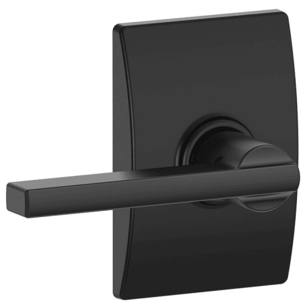 A large image of the Schlage F10-LAT-CEN Matte Black
