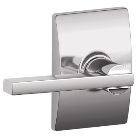 A large image of the Schlage F10-LAT-CEN Polished Chrome