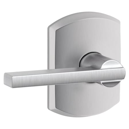 A large image of the Schlage F10-LAT-GRW Satin Chrome