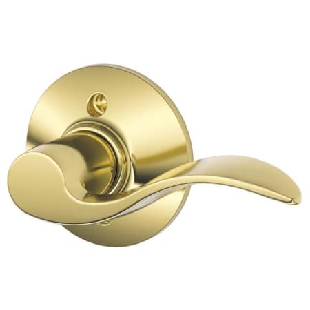 A large image of the Schlage F170-ACC-RH Polished Brass