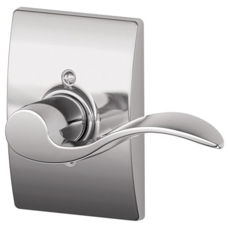 A large image of the Schlage F170-ACC-CEN-RH Polished Chrome