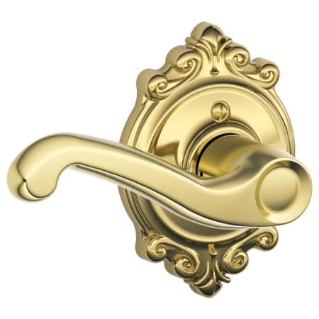 A large image of the Schlage F170-FLA-BRK-LH Polished Brass
