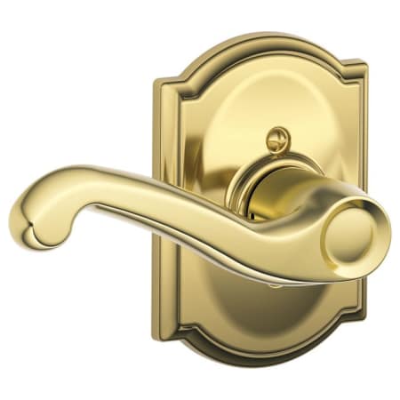 A large image of the Schlage F170-FLA-CAM-LH Polished Brass