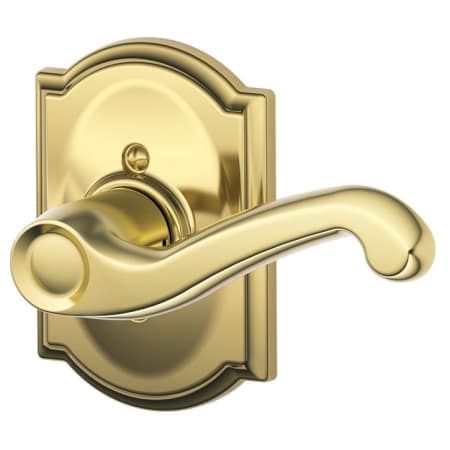 A large image of the Schlage F170-FLA-CAM-RH Polished Brass