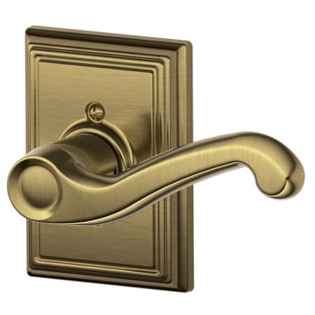 A large image of the Schlage F170-FLA-ADD-RH Antique Brass