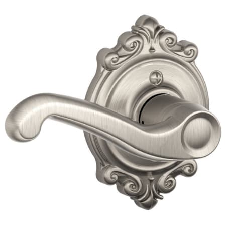 A large image of the Schlage F170-FLA-BRK-LH Satin Nickel