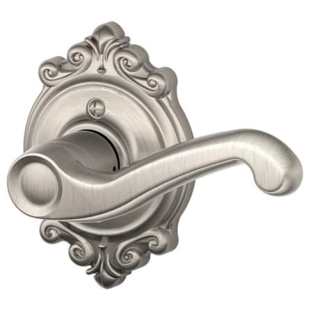 A large image of the Schlage F170-FLA-BRK-RH Satin Nickel
