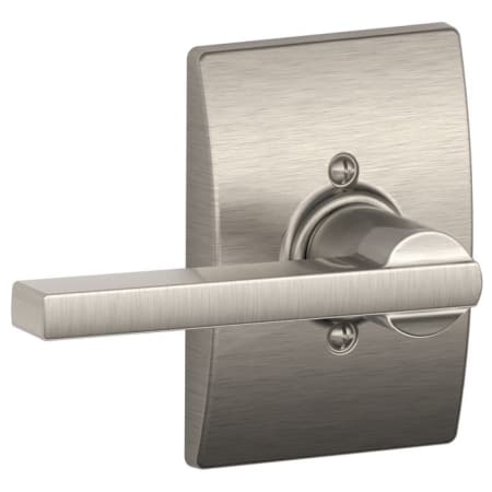 A large image of the Schlage F170-LAT-CEN Satin Nickel