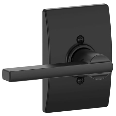A large image of the Schlage F170-LAT-CEN Matte Black