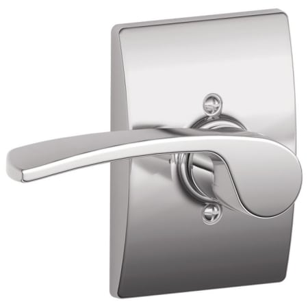 A large image of the Schlage F170-MER-CEN-LH Polished Chrome