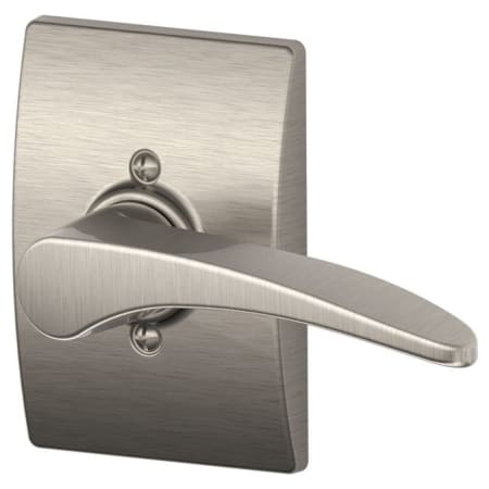 A large image of the Schlage F170-MNH-CEN-RH Satin Nickel