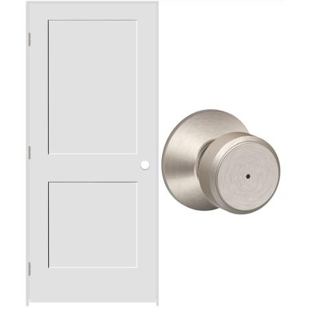 A large image of the Schlage F40BWE-28688402LH6916 Satin Nickel