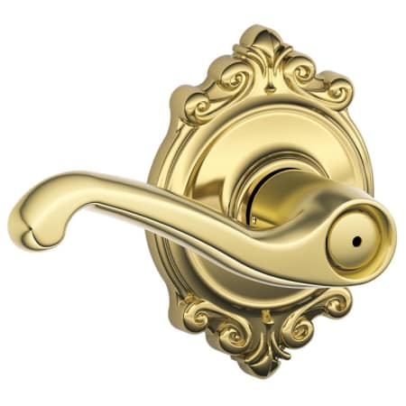 A large image of the Schlage F40-FLA-BRK Polished Brass