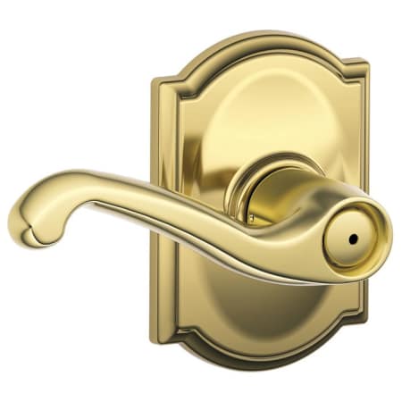 A large image of the Schlage F40-FLA-CAM Polished Brass