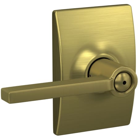 A large image of the Schlage F40-LAT-CEN Satin Brass