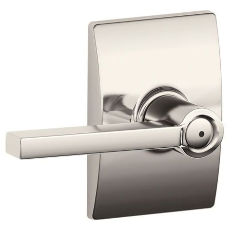 A large image of the Schlage F40-LAT-CEN Polished Nickel