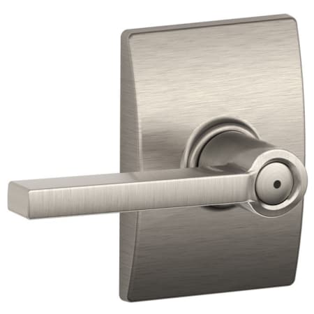 A large image of the Schlage F40-LAT-CEN Satin Nickel