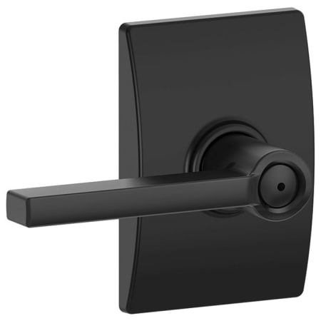 A large image of the Schlage F40-LAT-CEN Matte Black