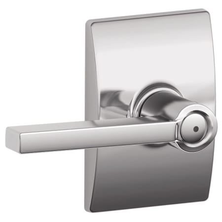 A large image of the Schlage F40-LAT-CEN Polished Chrome