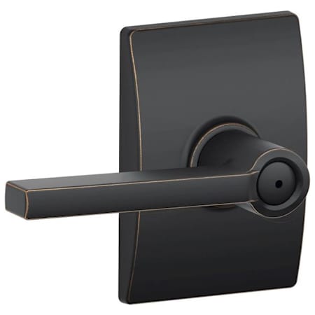 A large image of the Schlage F40-LAT-CEN Aged Bronze