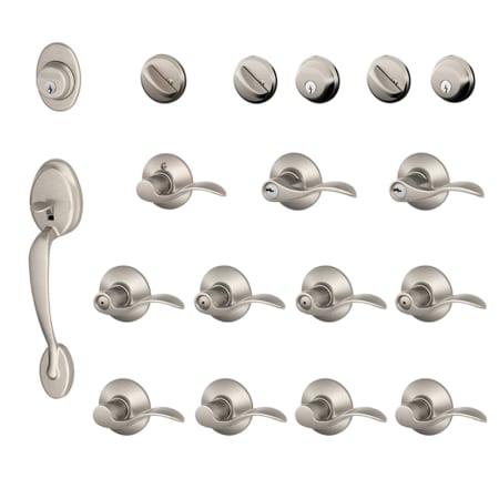 A large image of the Schlage F500-PLY-ACC-LH Satin Nickel