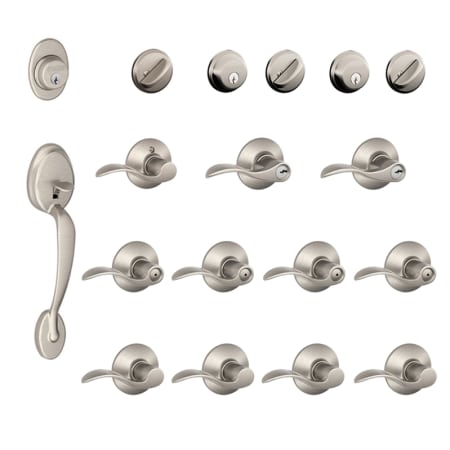 A large image of the Schlage F500-PLY-ACC-RH Satin Nickel