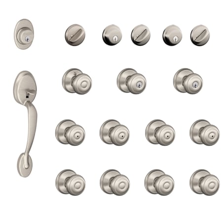 A large image of the Schlage F500-PLY-GEO Satin Nickel