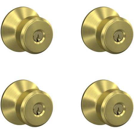 A large image of the Schlage F51A-BWE-4PACK Satin Brass