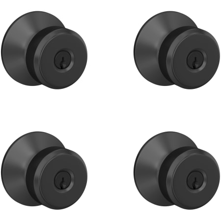 A large image of the Schlage F51A-BWE-4PACK Matte Black