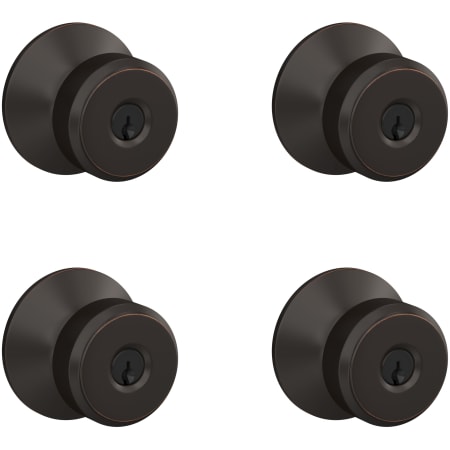 A large image of the Schlage F51A-BWE-4PACK Aged Bronze