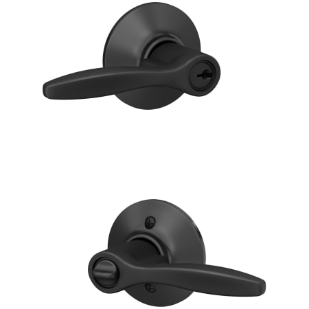 A large image of the Schlage F51A-DEL Matte Black