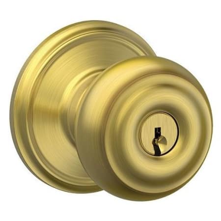 A large image of the Schlage F51-GEO Satin Brass