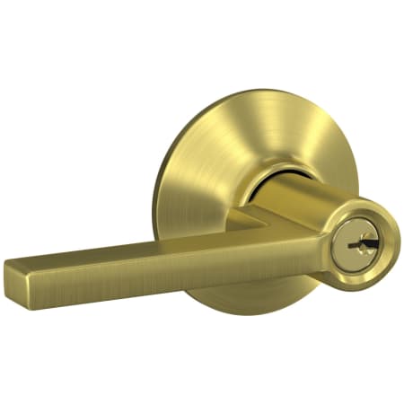 A large image of the Schlage F51-LAT Satin Brass