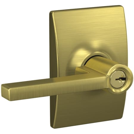 A large image of the Schlage F51A-LAT-CEN Satin Brass