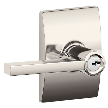 A large image of the Schlage F51-LAT-CEN Polished Nickel